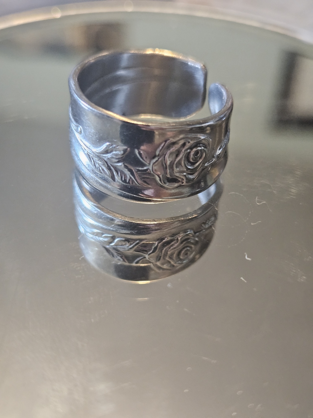 Silver Floral Rose Wrap Ring - Silver